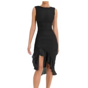 Black bodycon ruffle dress
